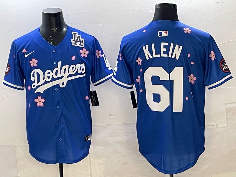 Men 2025 Nike Los Angeles Dodgers #61 Klein Blue Game MLB Jersey 08->los angeles dodgers->MLB Jersey